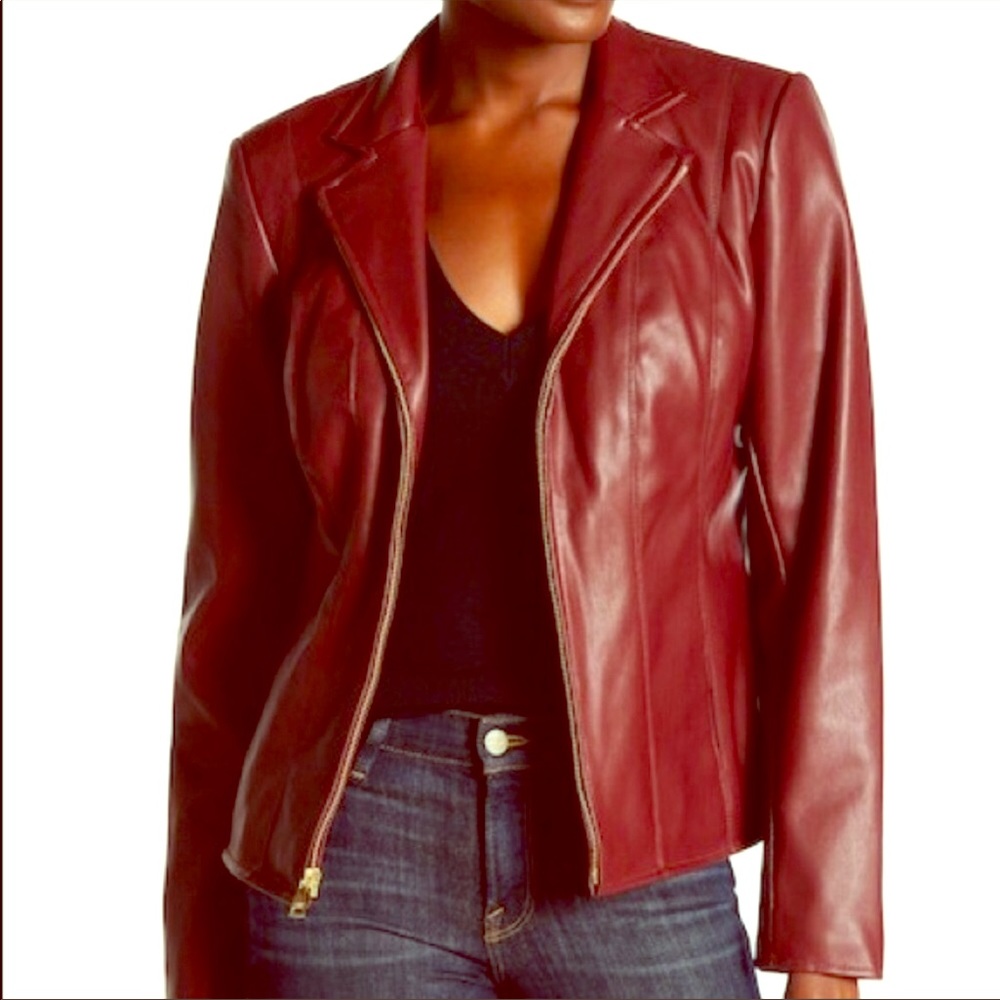 Cole Haan Faux Leather Jacket